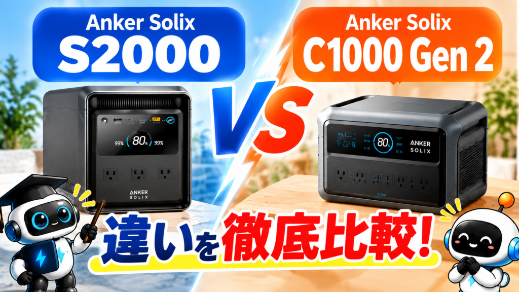 Anker Solix S2000とC1000 Gen 2の違いを比較したアイキャッチ画像