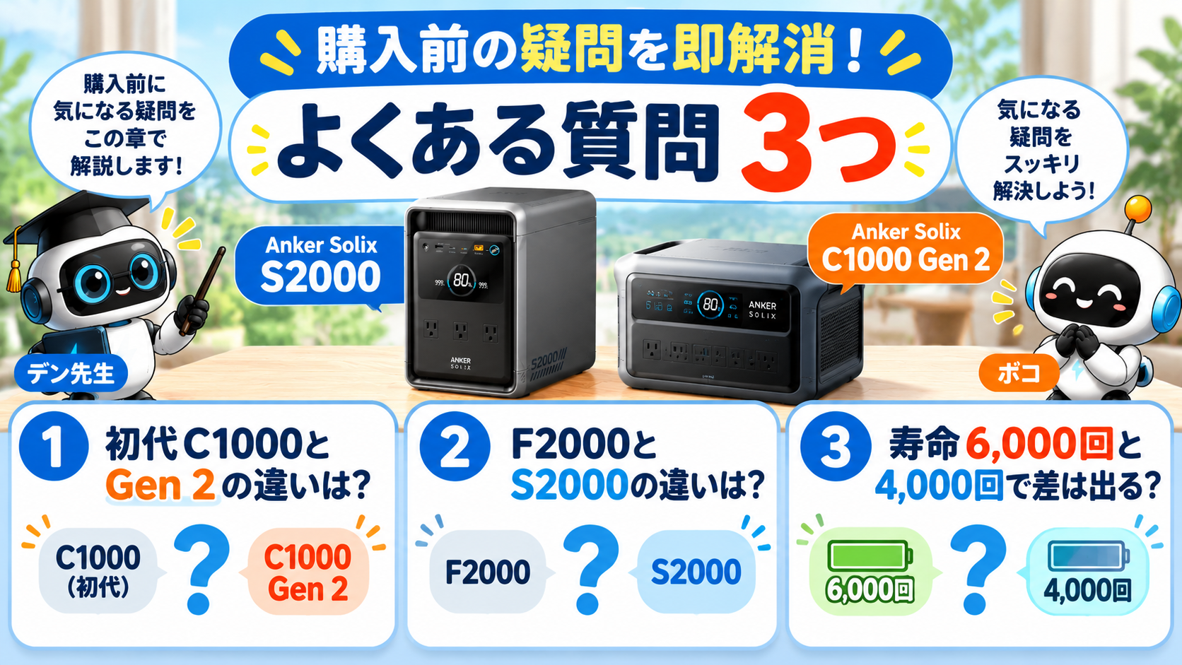 Anker Solix S2000とC1000 Gen 2の違いに関するよくある質問3つ